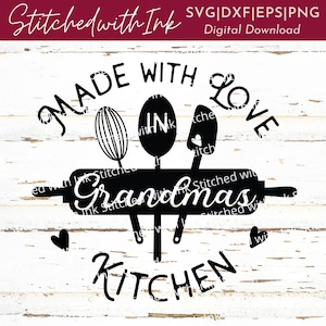 Avós Cozinha SVG, Sinal de Cozinha Svg, Feito com amor Svg, Vovó Svg, Cozinha Svg, Avental Svg, Toalha de Cozinha Svg, tábua de cortar Svg, Assar