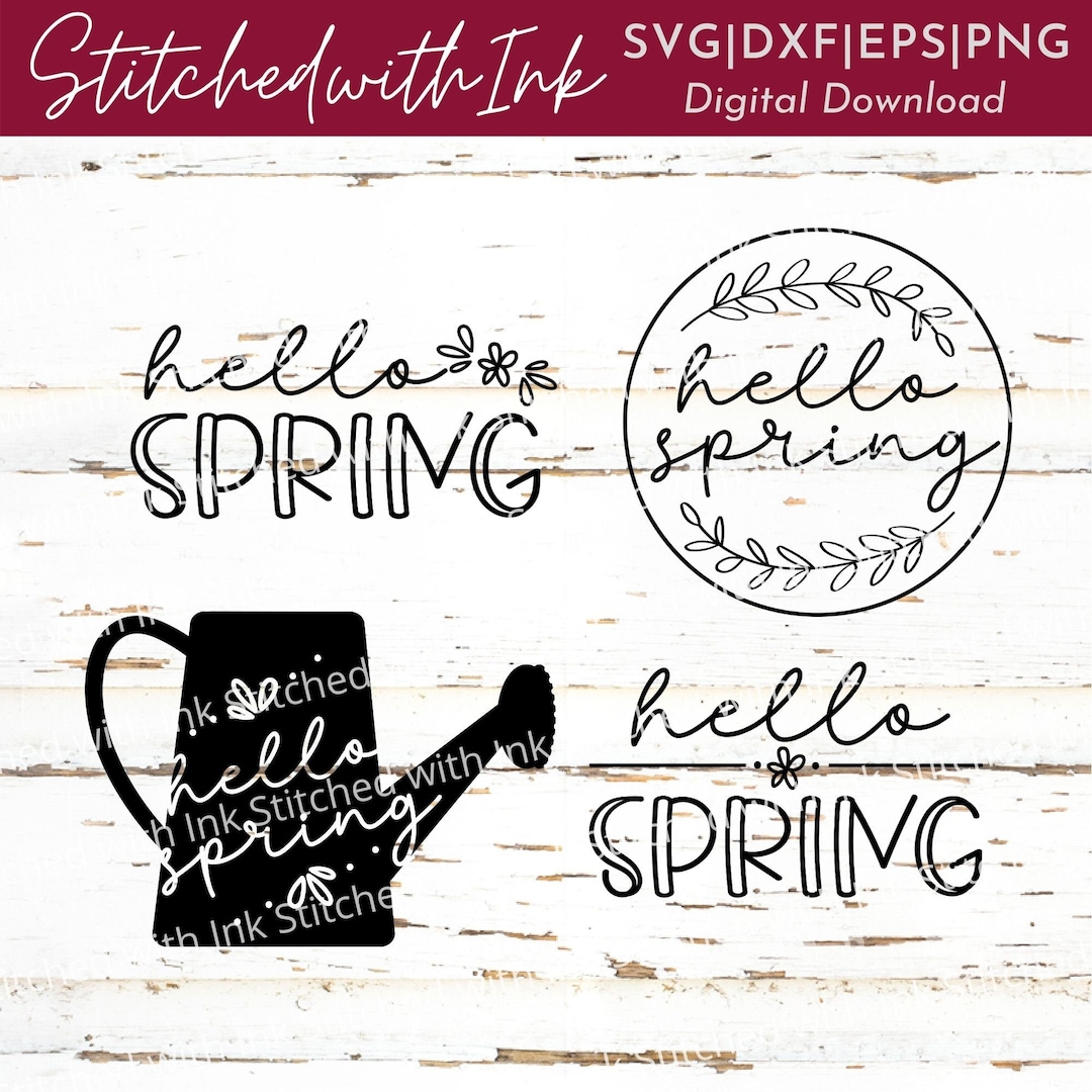 Spring Svg Logo Hello Spring Svg - Spring Svg - Garden Svg - Spring Svg Bundle - Hello ...