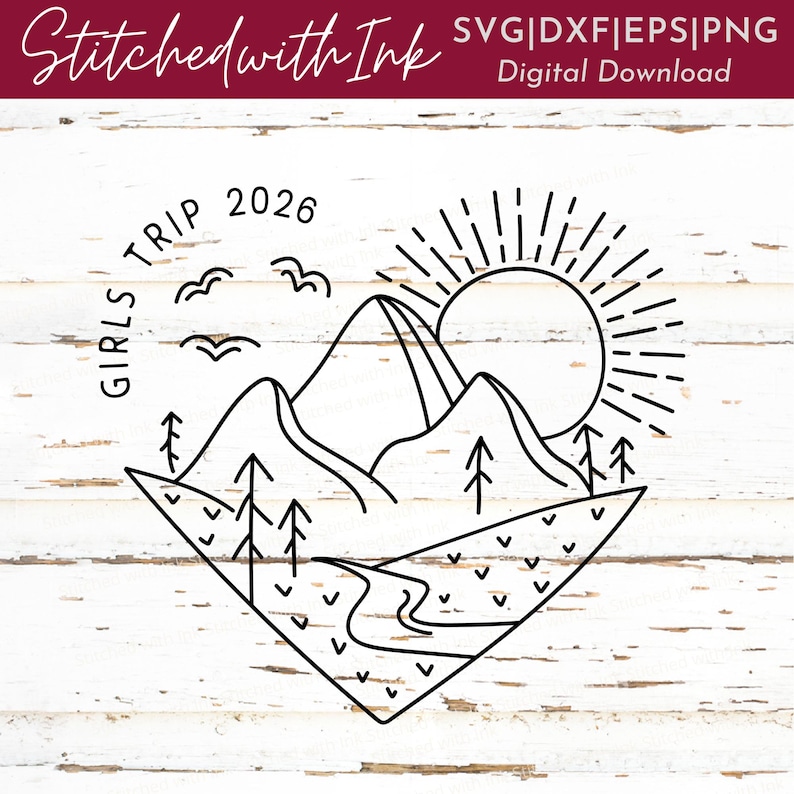 Girls trip svg, Girls weekend png, mountain clipart, heart png, sunshine shirt, adventure svg, hiking trip svg, bachelorette shirt, vacay image 3