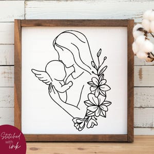 Baby Verlust Erinnerungsstück, Mutter und Baby, Schwangerschaft Verlust Linie Kunst, Still geboren, Säugling Verlust, Fehlgeburt, Engel Flügel svg