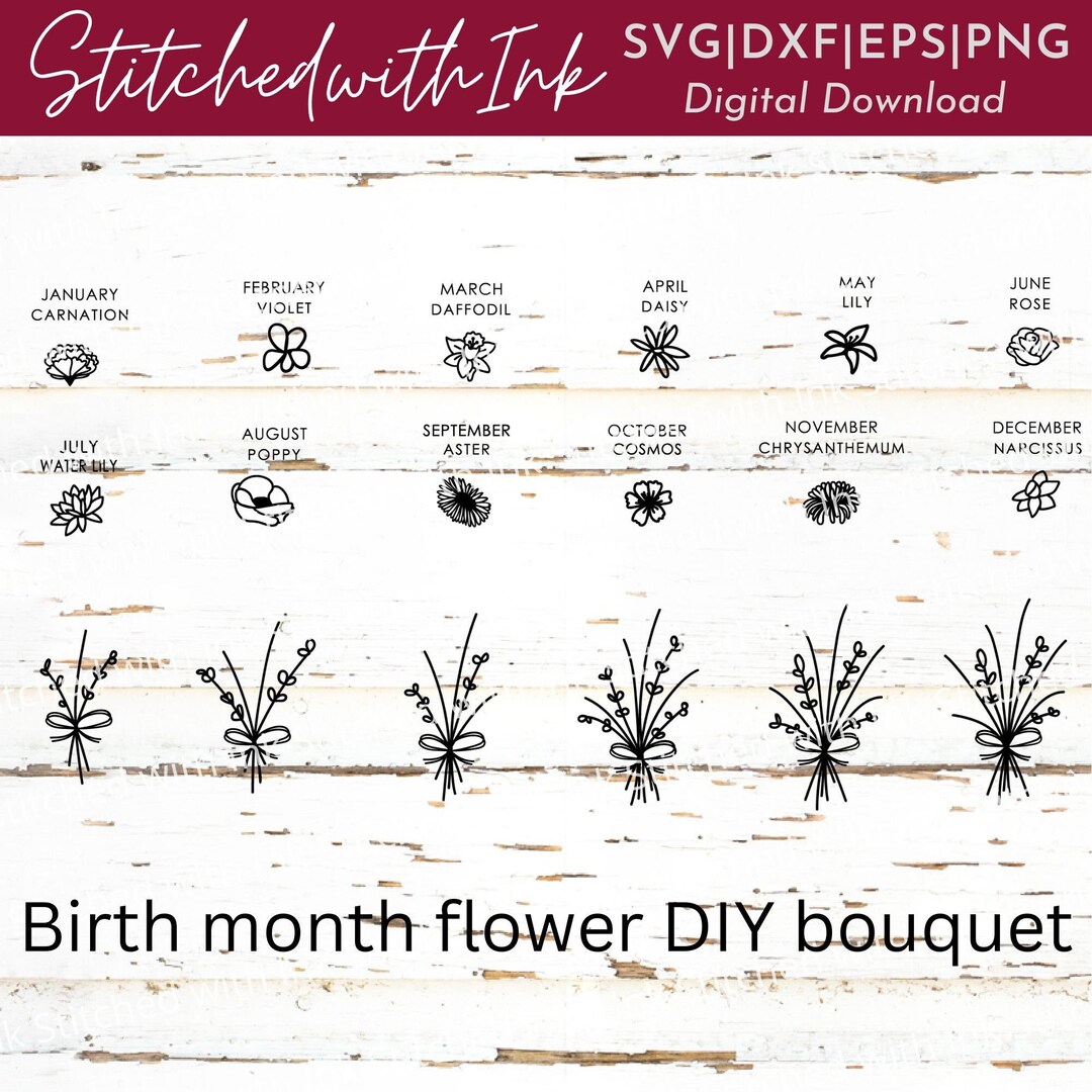 Birth Month Flower SVG, Birth Flower Bouquet Svg, Wildflower Svg ...