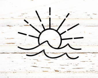 Wave Svg, Ocean SVG, Sun Svg, Sunshine Svg, Lake Svg, Sunset Svg, Sunshine Clipart, Sun and Seas Cut File, Sunshine and Waves Svg
