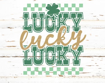Retro Lucky Svg, Lucky Png, Sublimation Design, Shamrock Svg, St Patrick's Day Svg, Saint Patrick's Day Clover Png, St Patty's Day Svg