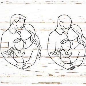 Clipart famille, cadeau de perte de bébé, portrait sans visage, svg de bébé ange, dessin de famille, souvenir de perte de bébé, cadeau de fausse couche, perte de grossesse