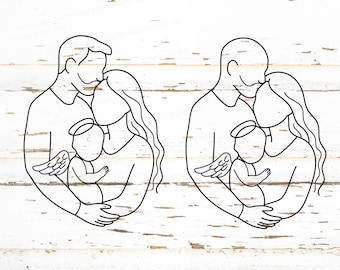 Angel Baby SVG Infant Loss Family Clipart Faceless Portrait Baby Loss Keepsake Pregnancy Loss Miscarriage Gift Line Art PNG Memorial