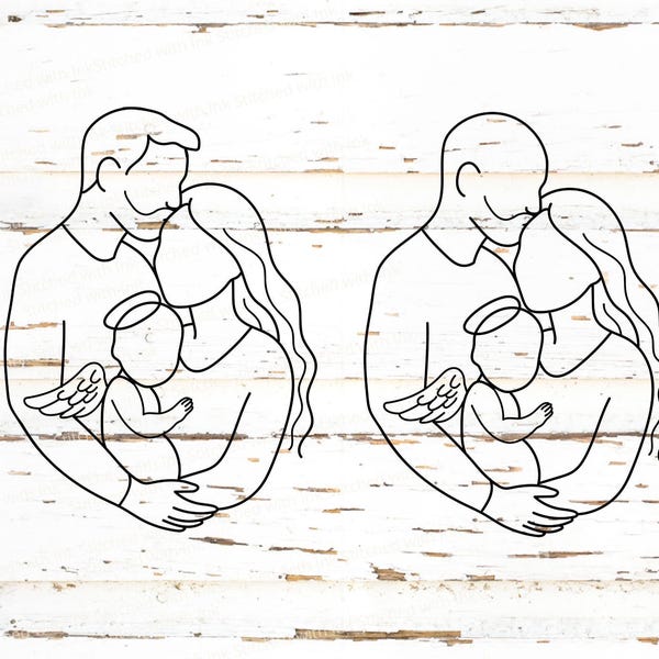 Angel Baby SVG Infant Loss Family Clipart Faceless Portrait Baby Loss Keepsake Pregnancy Loss Miscarriage Gift Line Art PNG Memorial