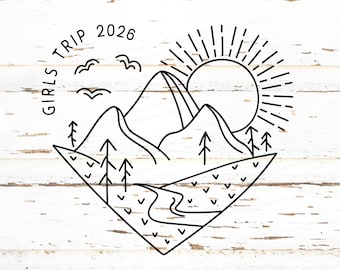 Girls trip svg, Girls weekend png, mountain clipart, heart png, sunshine shirt, adventure svg, hiking trip svg, bachelorette shirt, vacay