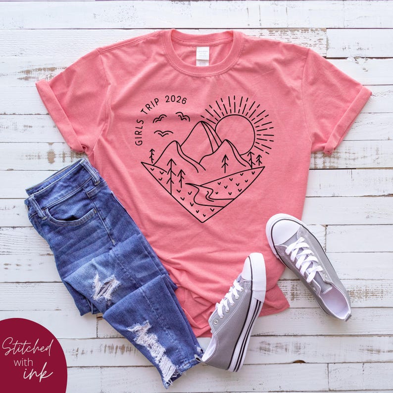 Girls trip svg, Girls weekend png, mountain clipart, heart png, sunshine shirt, adventure svg, hiking trip svg, bachelorette shirt, vacay image 2