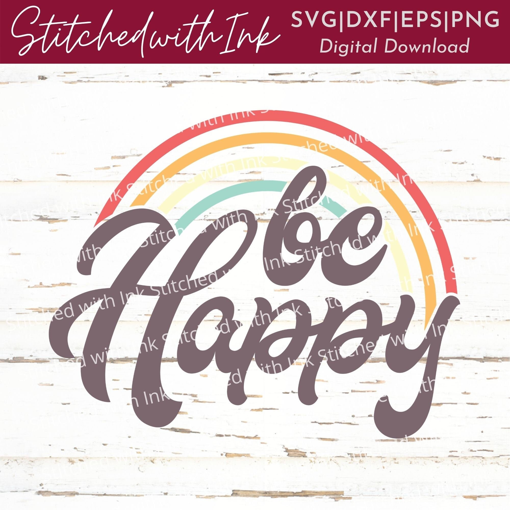Download Happy Svg Rainbow SVG Boho Svg Hippie Svg Positive Svg | Etsy