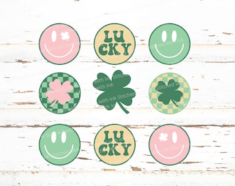 Checkered smiley sublimation, St Patricks Day Svg, Groovy St. Pattys Svg, Lucky Clover Png, Shamrock svg, Retro Clover svg, Lucky shirt