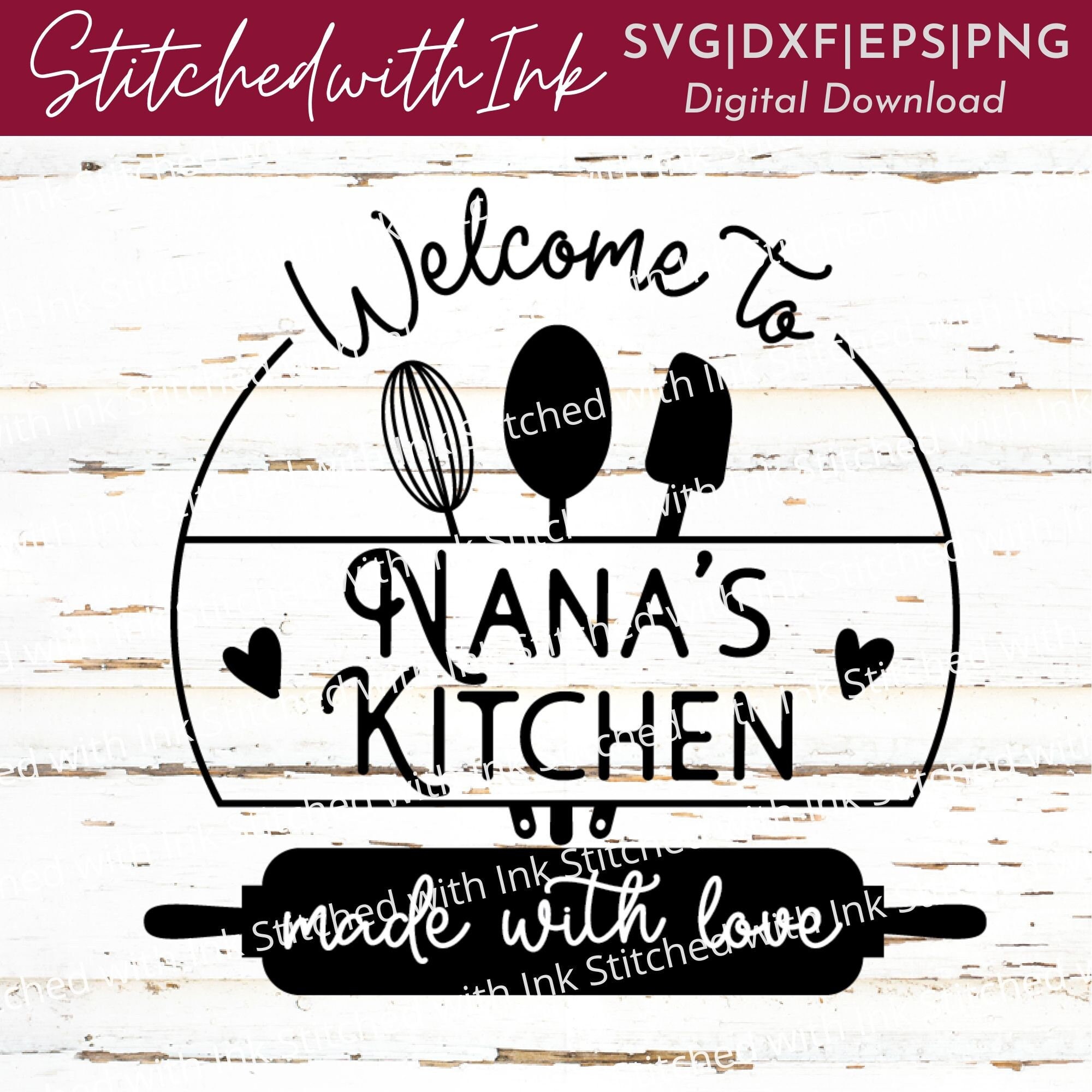 Nana's Kitchen SVG, Grandmas Kitchen SVG, Kitchen Svg, Baking Svg, Split  Monogram Svg, Nana Svg, Kitchen Sign Svg, Cutting Board Svg, Png 