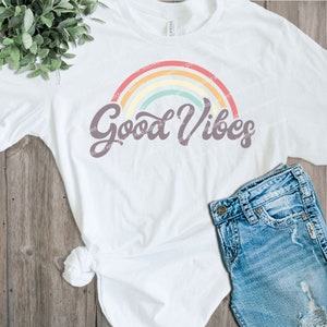Good Vibes SVG - Rainbow SVG - Hippie Svg - Good Vibes Only Svg - Positive Svg - Summer Svg - Retro Svg - Motivational Svg - Good Vibes Png image 2