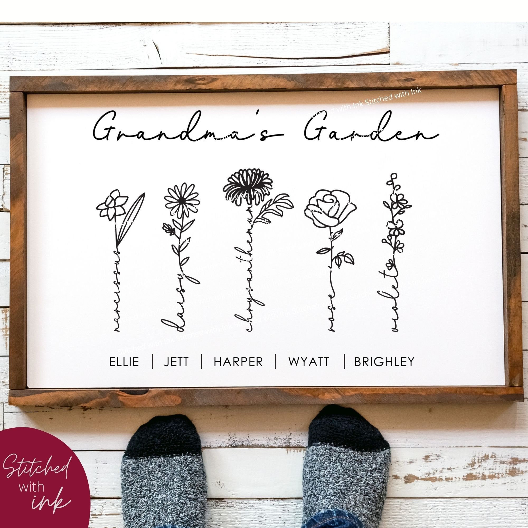 Birth Month Flower SVG Grandmas Garden Sign Mothers Day Svg Etsy