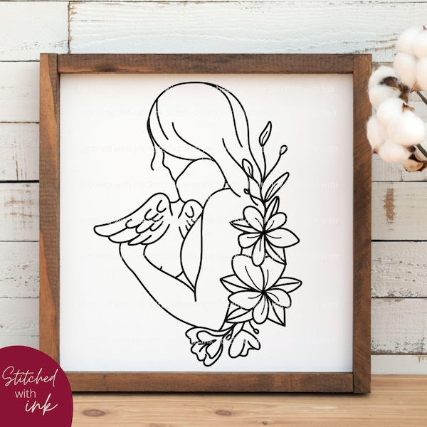 Baby loss memorial svg, Mother and baby, pregnancy Loss Line Art, Still born, infant loss, Miscarriage, angel wings svg, memorial png