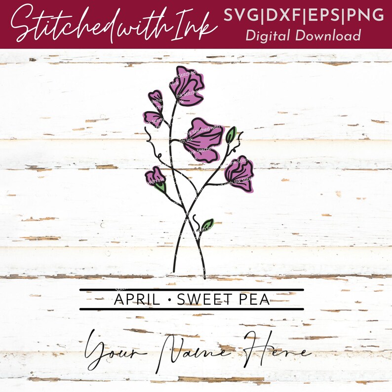 Sweet Pea April Birth Month Flower Svg Birth Flower Svg - Etsy