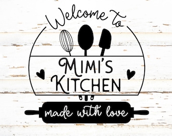 Mimi's Kitchen SVG, Grandmas Kitchen SVG, Kitchen Svg, Baking Svg, split Monogram Svg, Nana Svg, Kitchen Sign Svg, cutting board Svg, Png