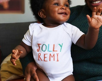 Personalizado "Jolly Name" Navidad Organic Baby Grow