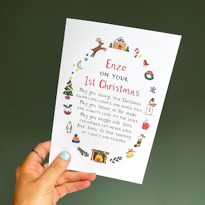 Cartão personalizado com o primeiro desejo de Natal para uma criança - Cartão de felicitações personalizado