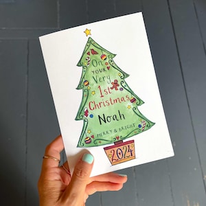 No seu primeiro cartão de Natal para bebê, criança - Design de árvore