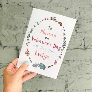 Personalised Valentine's Day Wreath Card for Nana Grandma Nanny From Your Child