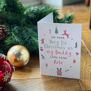 Gepersonaliseerde Baby Very 1st Christmas as Daddy-kaart