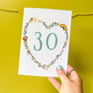 Carte d'anniversaire personnalisée de 30 ans pour un ami, une mère, une soeur ou une tante