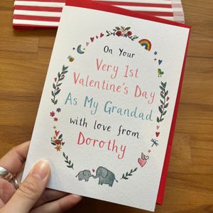 Tarjeta personalizada del primer día de San Valentín para abuelos, abuelos y abuelos de Child