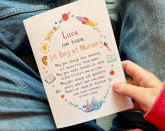 Personalised First Day At Nursery Card