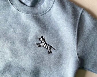 Kinder personalisierte gesticktes Zebra Sweatshirt - Personalisieren Sie mit dem Namen Ihres Kindes