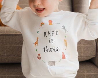 Personalised Name 'Is Three' Birthday Sweatshirt