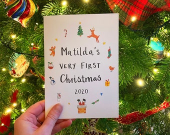 Personalised Baby's Very 1st Christmas Card - Wreath Design