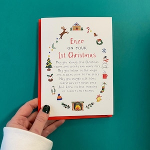 Personalisierter 1. Weihnachtswunsch für eine Kinderkarte - Benutzerdefinierte Grußkarte