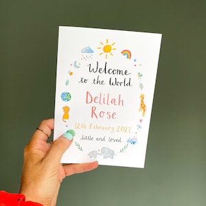 Gepersonaliseerde Welcome To The World-nieuwe babywenskaart