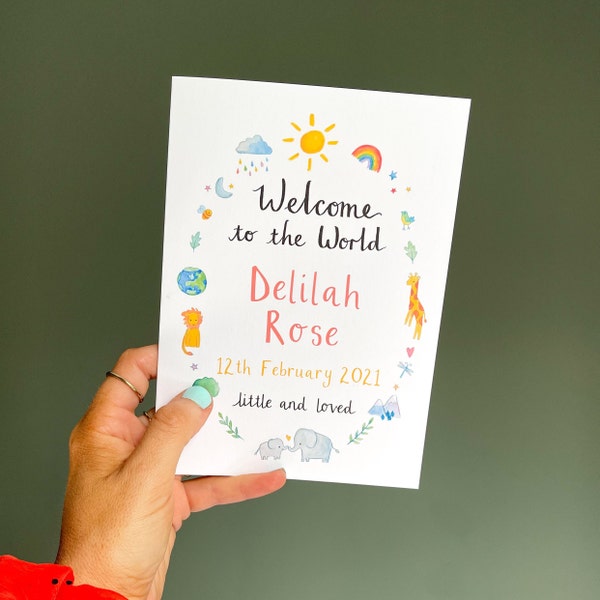 Personalised Welcome To The World New Baby Greetings Card