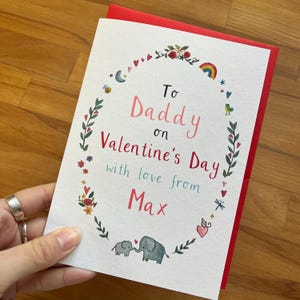Carte personnalisée de couronne de Saint-Valentin pour papa et papa d'un enfant