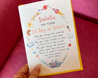 Personalised First Day At School Card