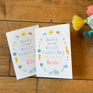 Tarjeta personalizada para el primer día del padre con el texto "Papá Papá"