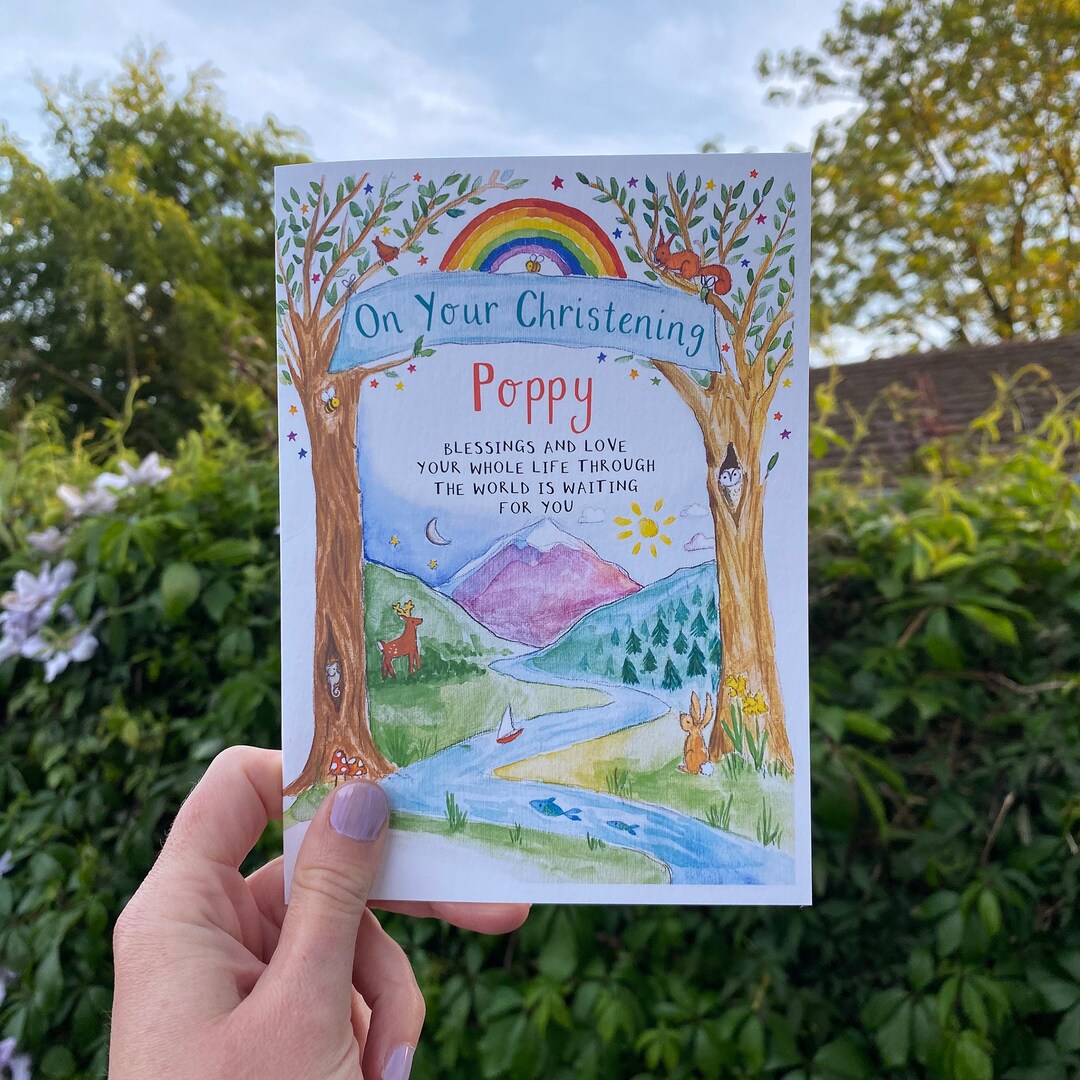 Personalised on Your Christening World Card Etsy