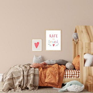 Personligt väggkonsttryck med lövmotiv - Från Ruby och Rafe - Nyföddpresent - Barnrumsinredning