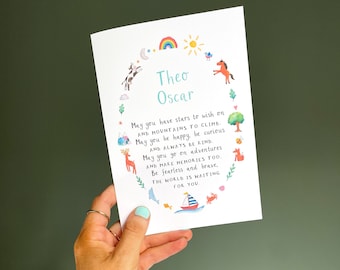Personalised Wish For Child Baby Birthday Christening New Born Card