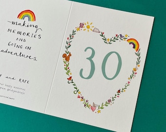 Carte d'anniversaire personnalisée de 30 ans pour un ami, une mère, une soeur ou une tante