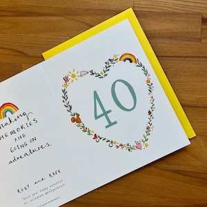 Carte d'anniversaire personnalisée de 40 ans pour un ami, une mère, une soeur ou une tante