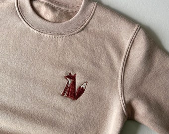 Kinder personalisiertes gesticktes Fuchs-Sweatshirt - Personalisieren Sie mit dem Namen Ihres Kindes