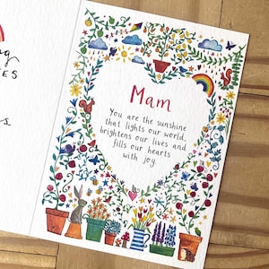 Biglietto d'auguri personalizzato illustrato Sunshine Garden per la mamma, mamma, mamma, per la festa della mamma