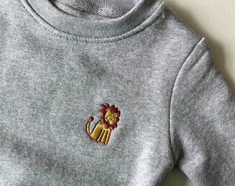 Gepersonaliseerde geborduurde leeuwensweater voor kinderen - Personaliseer met de naam van uw kind