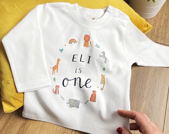 Personalised Name is One Long Sleeved T Shirt For 1st Birthday