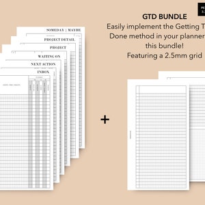 Personal Getting Things Done Printable Planner Inserts, GTD Method Insert Bundle, Getting Things Done 2023 Planner, GTD by David Allen