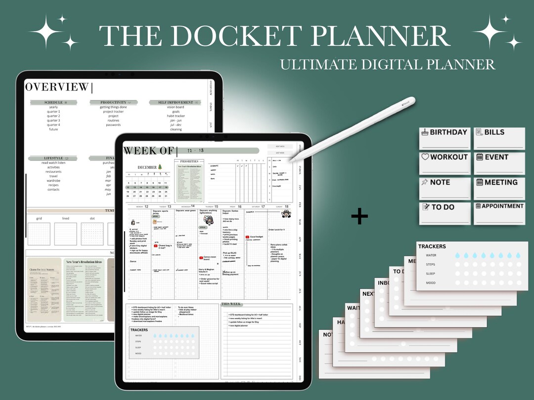 The Docket Planner, Goodnotes GTD Productivity Digital Planner, Undated