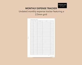 PW Monthly Expense Tracker, Personal Wide Insert, Personal Wide Ring Planner Purchase Tracker, PW Expense Insert