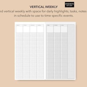 Standard Travelers Notebook Weekly Insert, Standard TN weekly refill, printable weekly insert, Travelers Company weekly insert, Printable TN